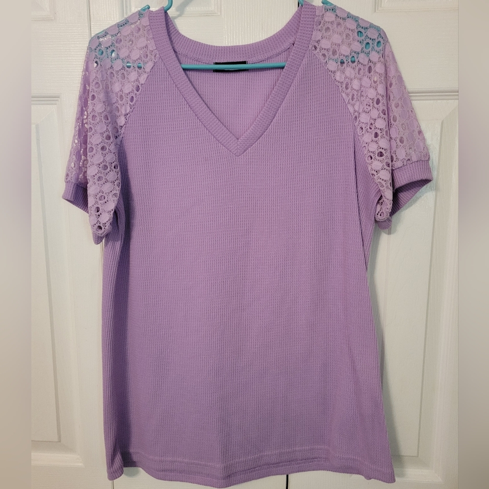 Lavender Lace Sleeve Top